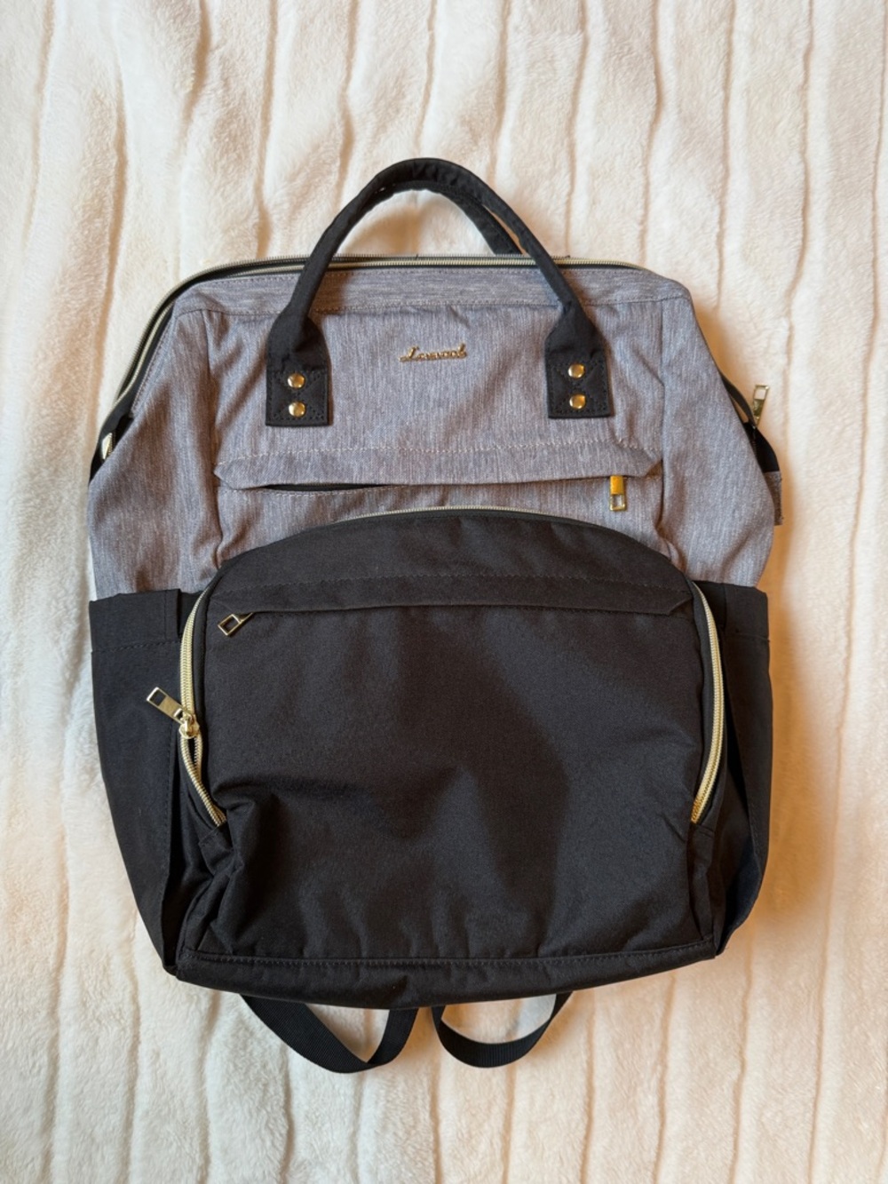 Lovenook Gray & Black Travel or Baby Backpack